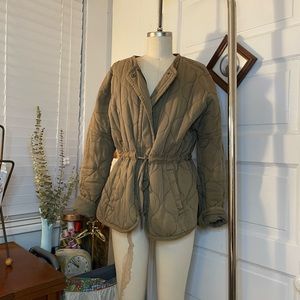 Madewell Quilted Military Green Jacket with Waist Tie